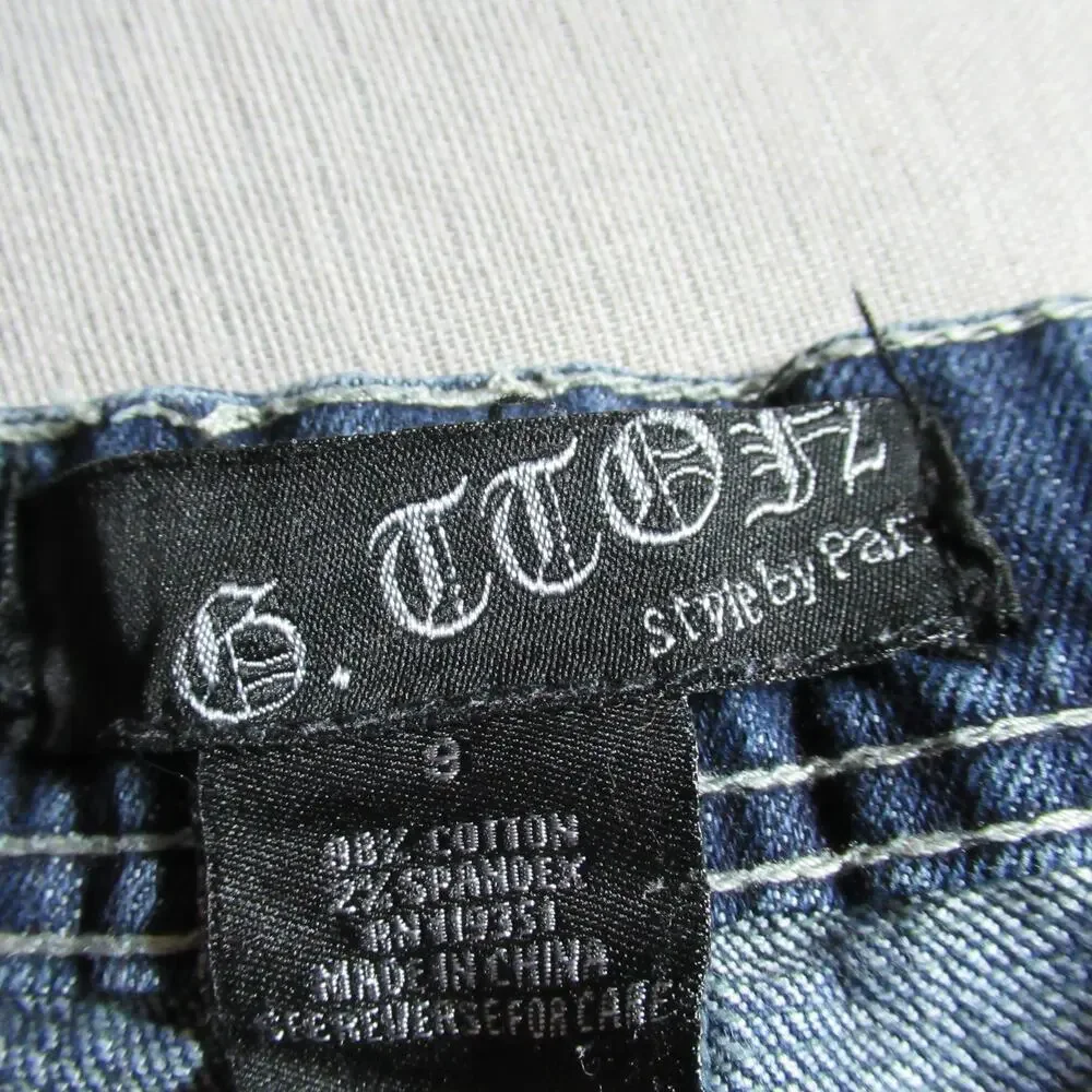 G TTON Jeans Womens Size 9 Blue Denim Pockets Big Stitch Western Cowgirl Moto